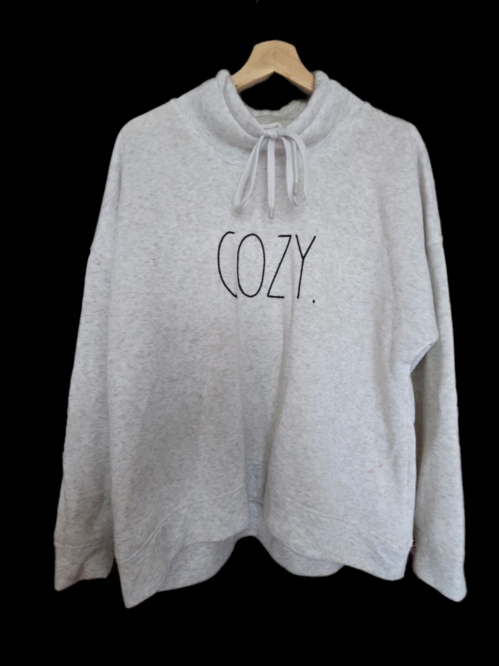 COZY High‑Neck Drawstring Sweatshirt By Rae Dunn-Light Gray – Women’s LG - NWOT